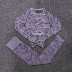 Camouflage Fitness Set - Nahtlos - Langarmshirt / Leggings