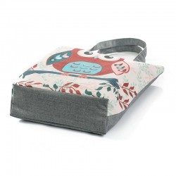 Klassische Handtasche mit Reißverschluss - einzelner Schulterriemen - Print mit Blumen / Eulen