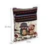 Mini vintage shoulder bag - with zippers - embroidery owlsBags