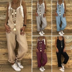 Vintage Leinen Jumpsuit - Schnürriemen - locker - weites Bein