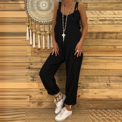 Vintage Leinen Jumpsuit - Schnürriemen - locker - weites Bein
