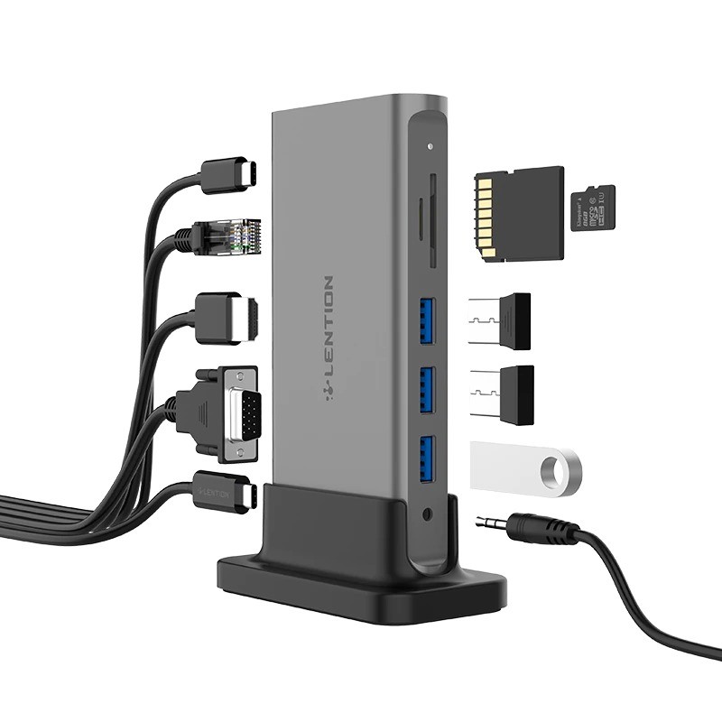 11 in 1 - USB C HUB Typ-C auf Multi HDMI RJ45 VGA - USB 3.0 / 2.0 - Adapter - Dockingstation