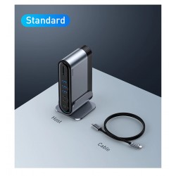 Baseus - USB-C 3.0 / HUB Typ-C auf HDMI - RJ45 VGA SD / TF - Netzteil - 17 in 1 Dockingstation für Macbook Pro