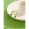 Elegant gold earrings - with square green crystalEarrings