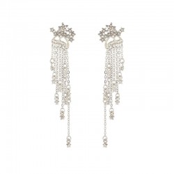Classic long crystal earrings with stars streamlinedEarrings