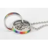 Regenbogen Doppelringe Anhänger - Edelstahlkette