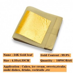 24K Goldfolie - Blattblätter - essbar - für Kuchen / Essensdekoration