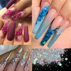 Nailart Glitter - gemischte Sechseckform / Pailletten / Flocken / Scheiben - 50g