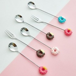 Dessert fork / spoon - with decorative doughnut - stainless steel