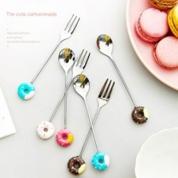 Dessert fork / spoon - with decorative doughnut - stainless steelCutlery