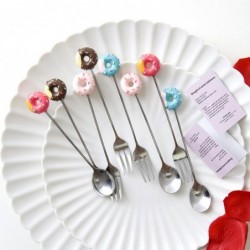 Dessert fork / spoon - with decorative doughnut - stainless steelCutlery