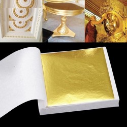 Glänzendes Blattgold - Blattpapier - zum Vergolden von Möbeln / Wänden / Basteln / Dekoration - 9 * 9 cm - 100 Blatt