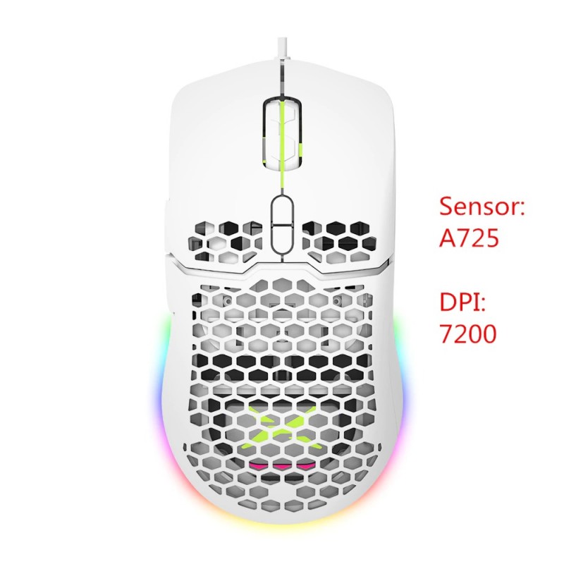 Delux M700A - kabelgebundene Gaming-Maus - RGB - 7200DPI - leicht - ergonomisch - Wabenschale