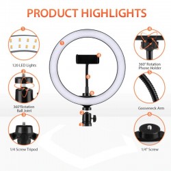 LED-Selfie-Ring - Fülllichtlampe - mit Stativ - für Make-up / Video / Fotos - dimmbar
