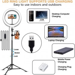 LED-Selfie-Ring - Fülllichtlampe - mit Stativ - für Make-up / Video / Fotos - dimmbar