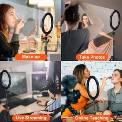 LED-Selfie-Ring - Fülllichtlampe - mit Stativ - für Make-up / Video / Fotos - dimmbar