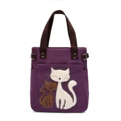 Classic canvas bag with printed catHandbags