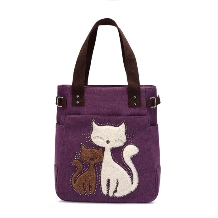 Classic canvas bag with printed catHandbags