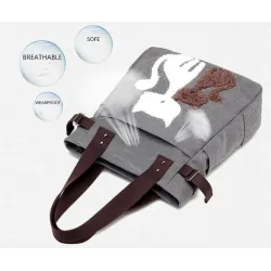 Klassische Canvas-Tasche mit bedruckter Katze