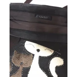 Klassische Canvas-Tasche mit bedruckter Katze