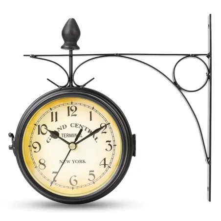Vintage - Retro - doppelseitige Runduhr - Wandmontage