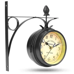 Vintage - Retro - doppelseitige Runduhr - Wandmontage