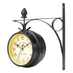 Vintage - Retro - doppelseitige Runduhr - Wandmontage