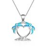 Kokosnussbaum-Anhänger - mit blauem Opal - Halskette