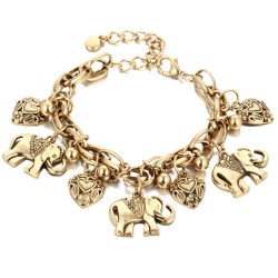 Vintage Armband - mit Elefanten / Perlen / Sicherheitsnadel