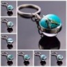 Blue sea life - round double sided glass keychain - turtle / dolphin / seashellsKeyrings