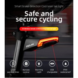 Fahrradbremslicht - Blitzrücklicht - Laserlinie - mit Fernbedienung - kabellos - wasserdicht