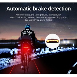 Bike brake light - turning light - flash tail rear lamp - laser line - with remote control - wireless - waterproofLights