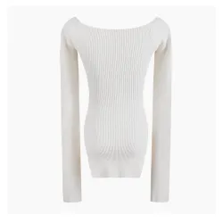 Stylischer Langarmpullover - sexy T-Shirt - eckiger Kragen