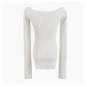 Stylish long sleeve pullover - sexy t-shirt - square collarBlouses & shirts