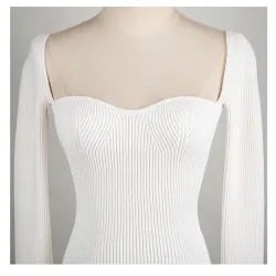 Stylish long sleeve pullover - sexy t-shirt - square collarBlouses & shirts