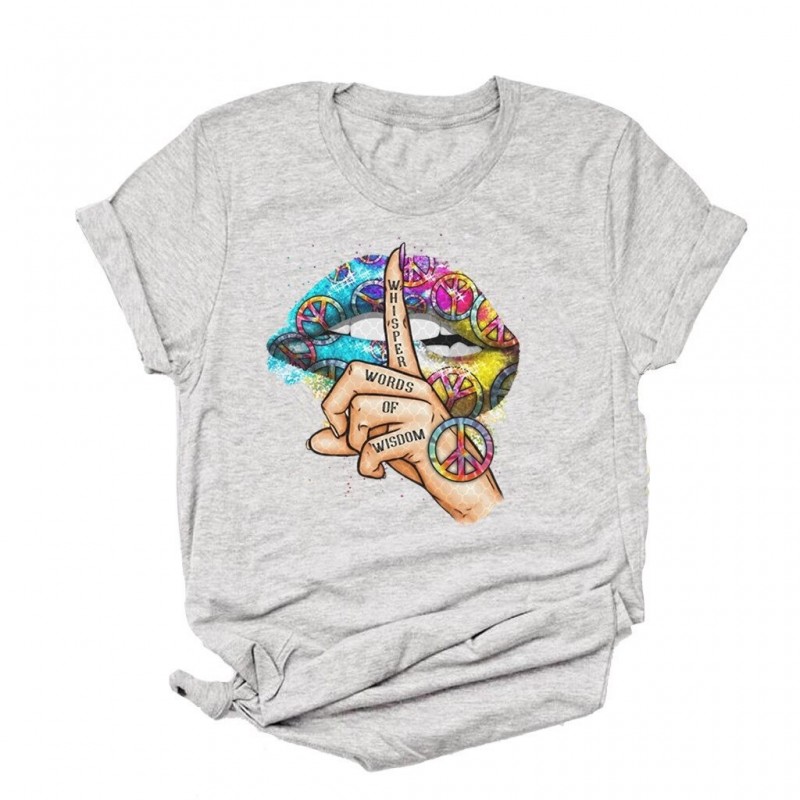 Lips / whisper words / watercolor graphic - trendy short sleeve t-shirtBlouses & shirts
