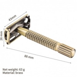 Manual shaving razor - double-sided - non-slip handle - butterfly mechanism - brassShaving
