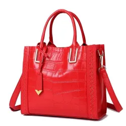 Elegant shoulder bag - genuine leather - stone patternHandbags