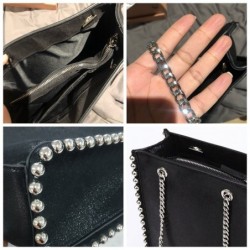 Retro shoulder bag - with rivets / chain strap - leatherHandbags