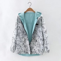 Spring / autumn hooded jacket - two sided - with zipper - cartoon printJackets