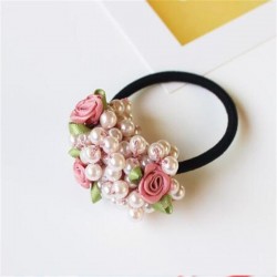 Elegantes elastisches Haarband - mit Blumen / Perlenperlen