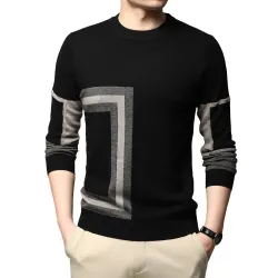 Modischer warmer Herrenpullover - Strickwolle - geometrischer Druck