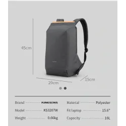 Fashionable backpack - bag for 15'' laptop - with USB charging port - waterproofBackpacks