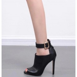 Sexy high heel boots - with metal buckle - open toePumps