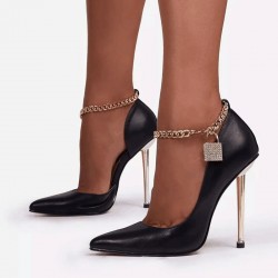 Elegant high heel pumps - with a metal ankle chainPumps
