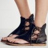 Sommer-Vintage-Sandalen - flache Gladiatoren - mit rückseitigem Reißverschluss / Schnürsenkel