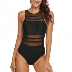 One piece mesh swimsuit - high neck - backlessBeachwear