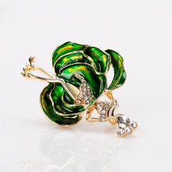Dancing girl / rose shaped dress - crystal broochBrooches