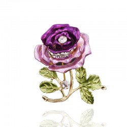 Kristall Doppelfarbe Rose mit Kristall - Brosche