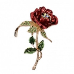 Three-leaf crystal rose - brooch